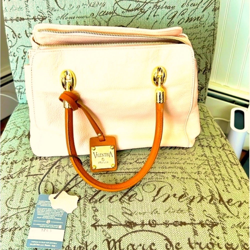 Valentina blush leather satchel